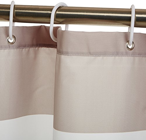 Amazon Basics Bathroom Shower Curtain, Water Resistant Fabric with Grommets & Hooks, Machine Washable, 72"x72", Light Brown, Beige