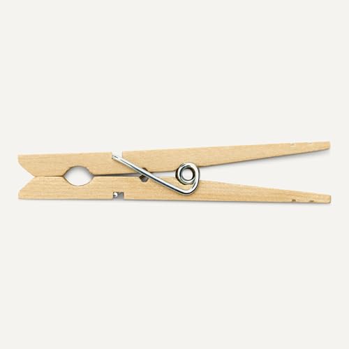 Amazon Basics Birch Wood Clothespins with Strong Spring-Loaded Grip, Holds up to 3 lbs, Pack of 100 view 3