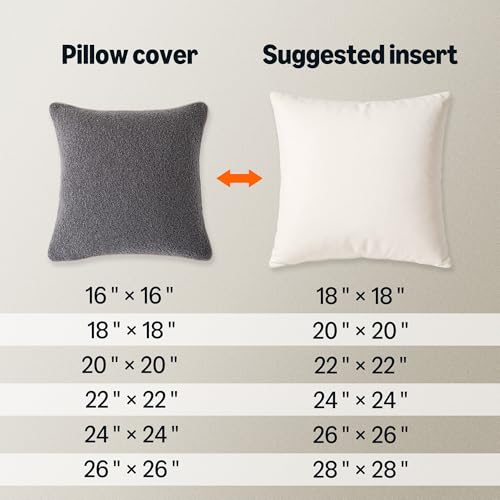 Amazon Basics Boucle Throw Pillow Covers for Couch, Living Room, Home Decor with Hidden Zipper, Grey, 18×18in, Pack of 2 view 2