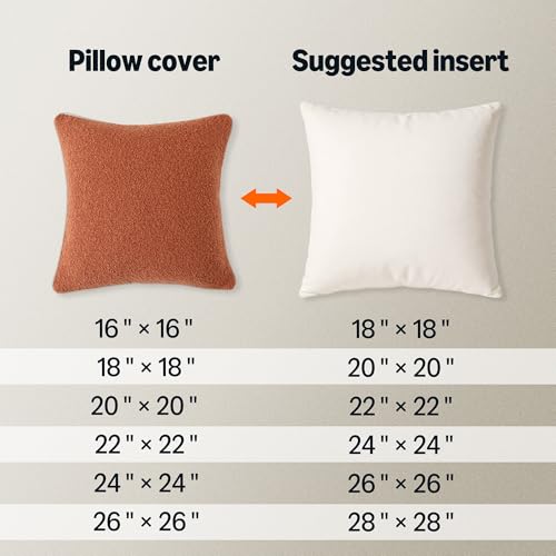 Amazon Basics Boucle Throw Pillow Covers for Couch, Living Room, Orange Home Decor with Hidden Zipper, Brown, 18×18in, Pack of 2 view 2