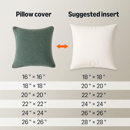 Amazon Basics Boucle Throw Pillow Covers for Couch, Living Room, Home Decor with Hidden Zipper, Green, 18×18in, Pack of 2 view 2