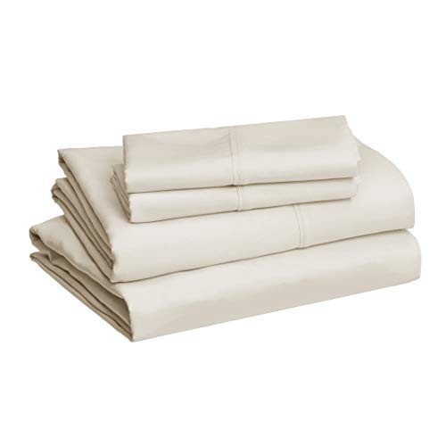Amazon Basics Breathable, Ultra-Soft Microfiber 4-Piece Bed Sheet Set with 14-Inch Deep Pockets, Wrinkle Resistant, Machine Washable, King, Beige, Solid view 2