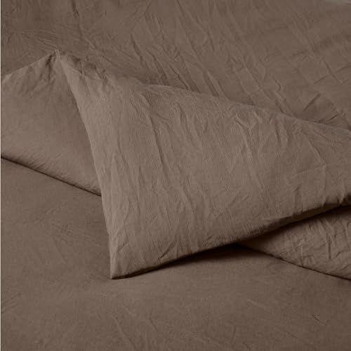 Amazon Basics Brushed Microfiber Comforter Set, Extra Soft with Natural Texture, 3-Piece, King, Brown view 3