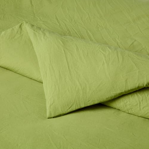 Amazon Basics Brushed Microfiber Comforter Set, Extra Soft with Natural Texture, 3-Piece, King, Green view 3