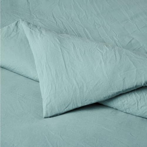 Amazon Basics Brushed Microfiber Comforter Set, Extra Soft with Natural Texture, 3-Piece, Queen/Full, Blue view 3