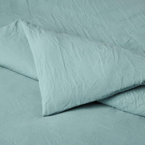 Amazon Basics Brushed Microfiber Comforter Set, Extra Soft with Natural Texture, 2-Piece, Twin/Twin XL, Blue view 3