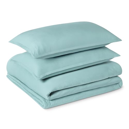 Amazon Basics Brushed Microfiber Comforter Set, Extra Soft with Natural Texture, 3-Piece, King, Blue