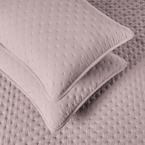 Amazon Basics Brushed Microfiber Quilt Set, Extra Soft with Natural Texture, 3-Piece, Queen/Full, Purple view 3