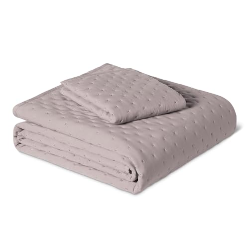 Amazon Basics Brushed Microfiber Quilt Set, Extra Soft with Natural Texture, 2-Piece, Twin/Twin XL, Purple