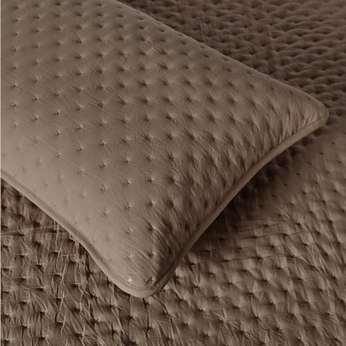 Amazon Basics Brushed Microfiber Quilt Set, Extra Soft with Natural Texture, 2-Piece, Twin/Twin XL, Brown view 3