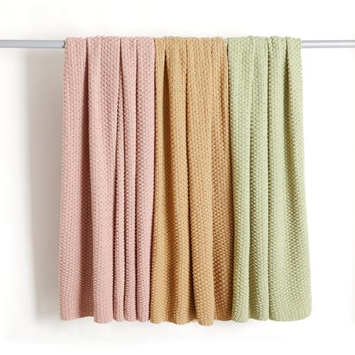 Amazon Basics Chunky Cable Knit Throw Blanket for Couch, Sofa, Bed, Lightweight Soft Cozy, Sage Green, 50"x 60"