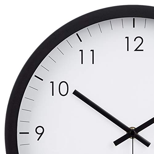 Amazon Basics Classic 12" Round Wall Clock, Easy to Read, Silent Non Ticking, Battery Operated, Black view 3