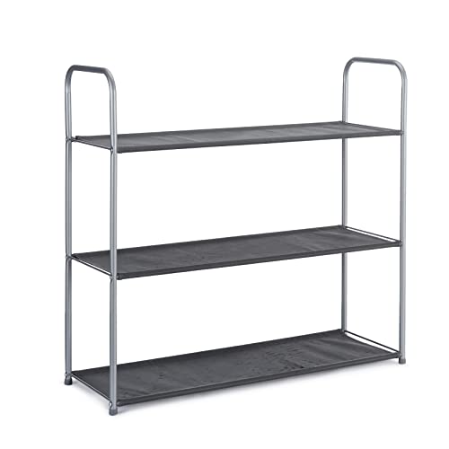 Amazon Basics Closet Storage Organizer with Fabric Bins, Drawers and 3 Shelves, Grey, 32.7" x 12.2" x 31"