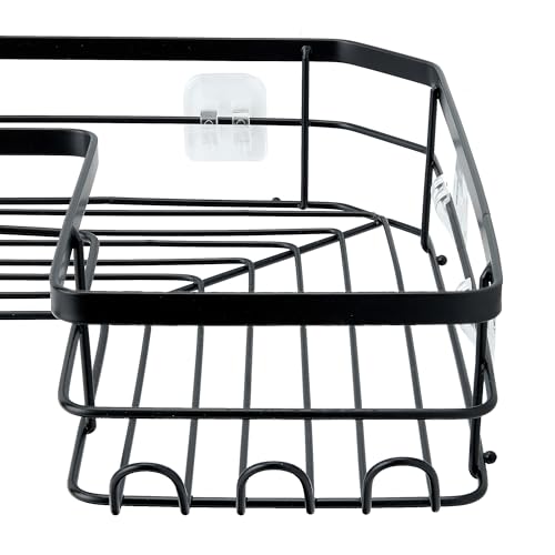 Amazon Basics Corner Shower Caddy Organizer, Stainless Steel, Black, Set of 3