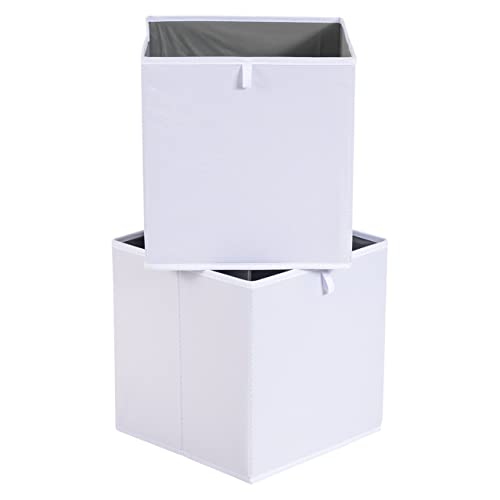 Amazon Basics Cube Organizer Bins, Collapsible Storage Baskets for Shelves, White, Pack of 6, 10.5x10.5x11"
