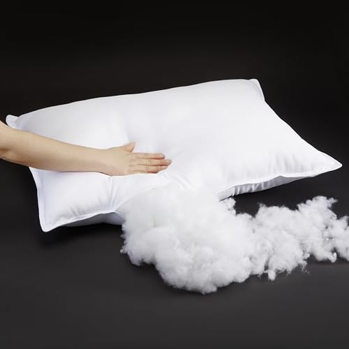 Amazon Basics Down Alternative Bed Pillow, Medium Density for Back and Side Sleepers, Queen - Pack of 2, White, 30 in L x 20 in W
