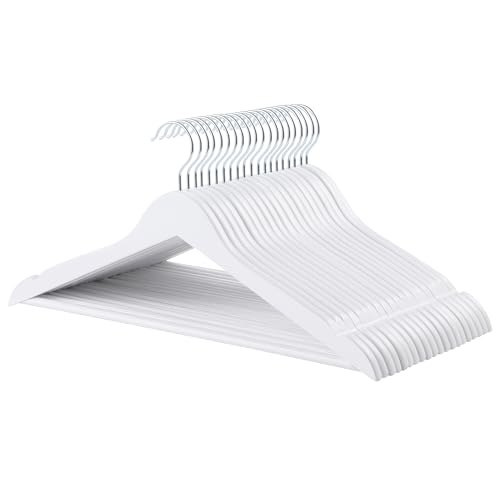 Amazon Basics Durable Wooden Clothes Hangers, 20-Pack, White