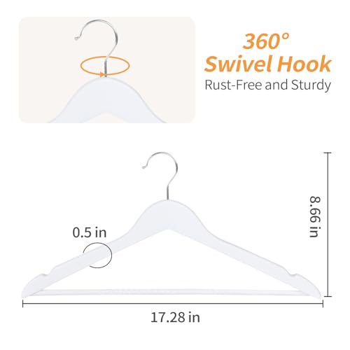 Amazon Basics Durable Wooden Clothes Hangers, 20-Pack, White