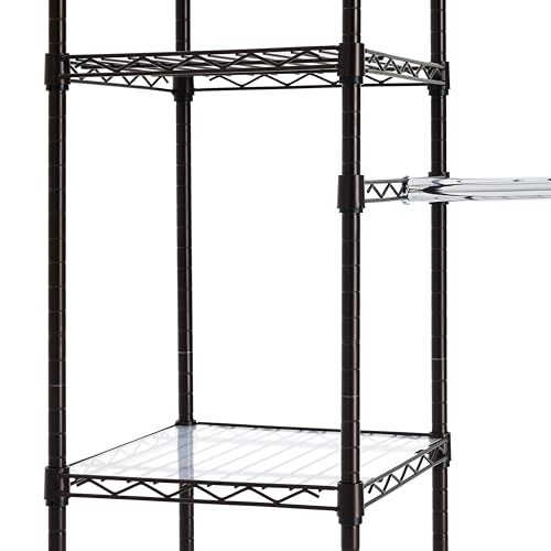 Amazon Basics Expandable Metal Hanging Closet Organizer and Storage Rack Wardrobe with Shelves, 57-80''L x 14''W x 72''H, Bronze