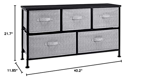 Amazon Basics Extra Wide Fabric 5-Drawer Storage Organizer Unit for Closet, Black