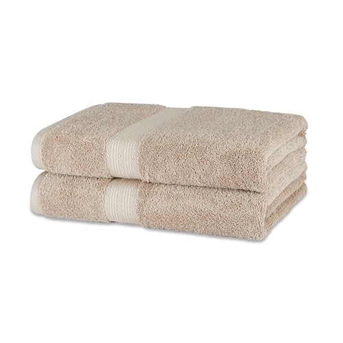 Amazon Basics Fade-Resistant 100% Cotton Bath Towel, 2 Pack, 30"x54", Taupe