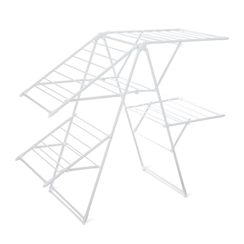 Amazon Basics Foldable 4-Wing Metal Clothes Drying Rack, 61x23.6x49.6 inches, White