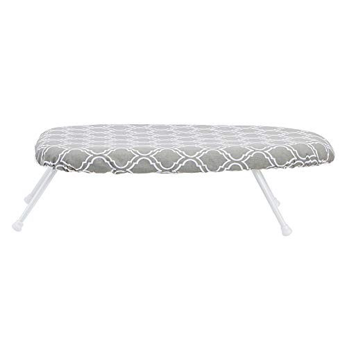 Amazon Basics Foldable Compact Tabletop Ironing Board with Folding Legs, Heat Resistant Portable, Lightweight, Non-Slip, Easy Storage, Trellis Removable Cover, 23.6"L x 7.1"W x 14.3"H, Chevron view 2