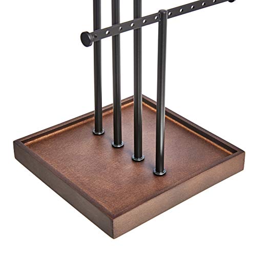 Amazon Basics Four-Tier Jewelry Organizer Tree Stand, Necklace Earring Bracelet Holder with Ring Storage, Walnut/Black view 3