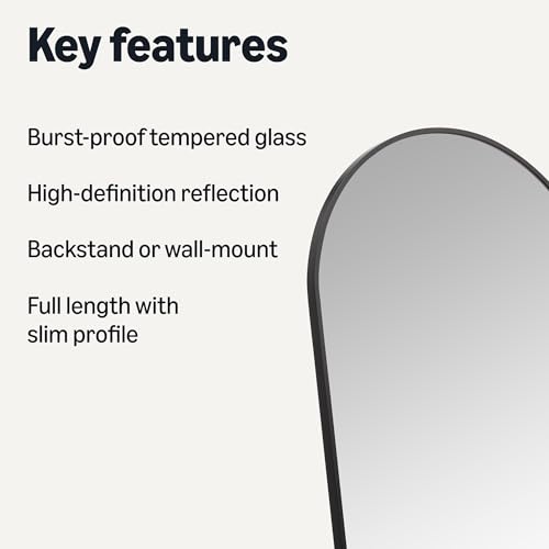 Amazon Basics Full Length Floor Mirror, 59" x 16" x 0.55", Black view 2