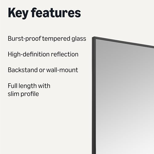 Amazon Basics Full Length Floor Mirror, 64" x 21" x 0.55", Black view 2