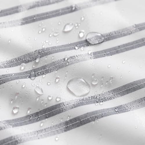 Amazon Basics Geometric Jacquard Fabric Shower Curtain for Bathroom, Lightweight, Waterproof and Washable, 72" W x 74" L, Grey Striped view 3