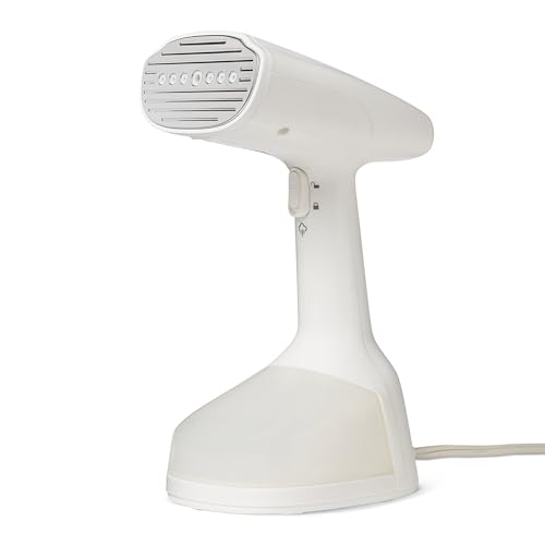 Amazon Basics Handheld Garment Steamer for Clothes, 1500W Turbo Extreme Steam with Dual Steam Modes, Auto Shut-off, Fabric Accessories, White
