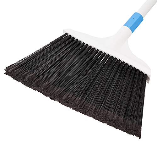 Amazon Basics Heavy-Duty Floor Cleaning Broom with Stiff Bristles, Sturdy 3-Piece Handle, Easy to Assemble, Indoor Outdoor Use for Driveways and Sidewalks, Blue and White view 2