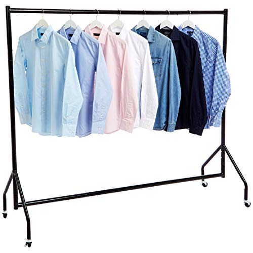 Amazon Basics Heavy Duty Rolling Garment Rack, Hanging Clothes Organizer Rail for Display and Storage, 1.82 x 1.52 m, Black