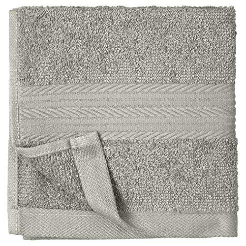 Amazon Basics Highly Absorbent Cotton Washcloths for Bathroom, Machine Washable, Fade-Resistant, 12 x 12 inches, Gray, 12-Pack view 2