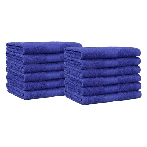 Amazon Basics Highly Absorbent Fast Drying 100% Cotton Washcloths for Face, Soft, Machine Washable, Fade-Resistant, 12" x 12", Navy Blue, 12-Pack