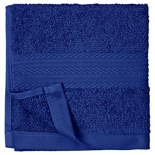 Amazon Basics Highly Absorbent Fast Drying 100% Cotton Washcloths for Face, Soft, Machine Washable, Fade-Resistant, 12" x 12", Navy Blue, 12-Pack view 2