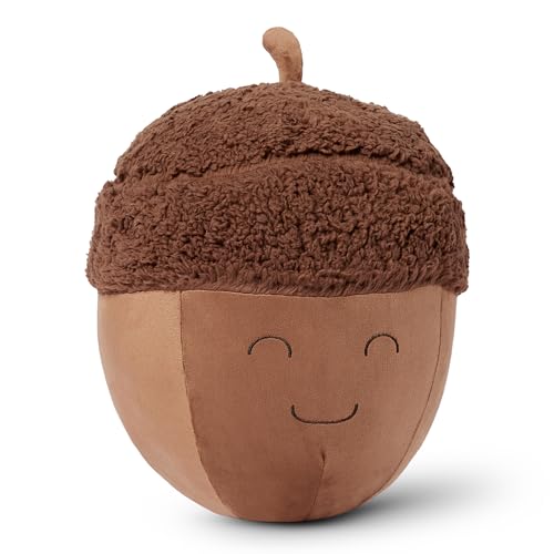 Amazon Basics Kids Plush Acorn Pillow, Soft Brown Room Décor, Ideal for Decor, Made in Oeko-TEX Certified Factory, 17.6" x 12"