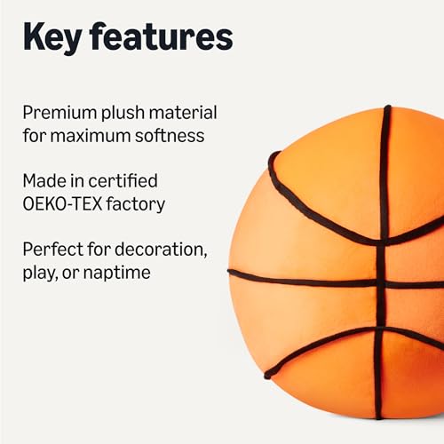 Amazon Basics Kids Plush Basketball Pillow, Soft Premium Material, Room Décor, Oeko-TEX Certified view 2