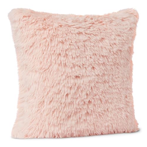 Amazon Basics Kids Plush Square Pillow, Soft Pink Room Décor