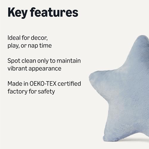 Amazon Basics Kids Plush Star Pillow, Soft Blue Room Decor view 2