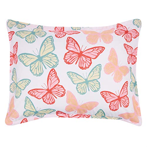 Amazon Basics Kid's Soft, Easy Care Microfiber Bed-in-a-Bag 5-Piece Bedding Set, Twin, Butterfly Friends