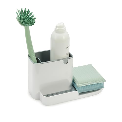 Amazon Basics Kitchen Sink Caddy Organizer for Sponge and Brush Storage, Large, White view 2
