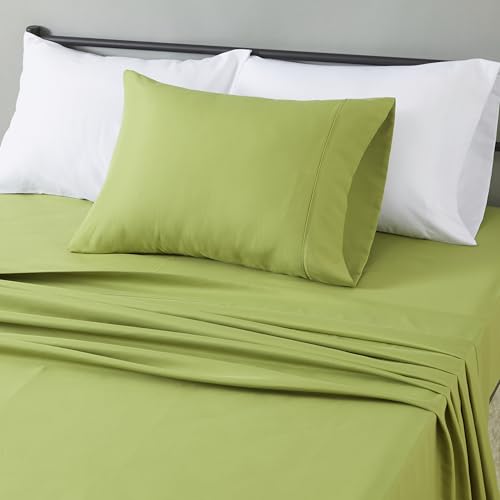 Amazon Basics Lightweight Microfiber 3-Piece Bed Sheet Set, Twin XL, Oliver Light, Solid