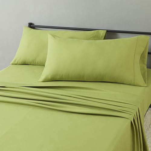 Amazon Basics Lightweight Microfiber 4-Piece Bed Sheet Set, King, Oliver Light, Solid