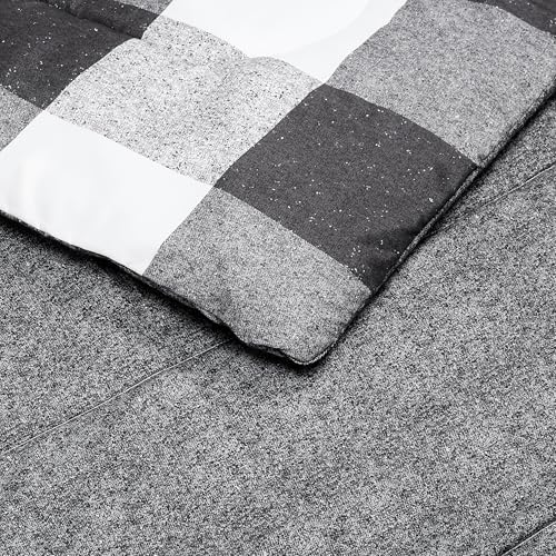 Amazon Basics Lightweight Microfiber Comforter Set, 3-Piece, Black/White Checkerboard, Full/Queen view 3