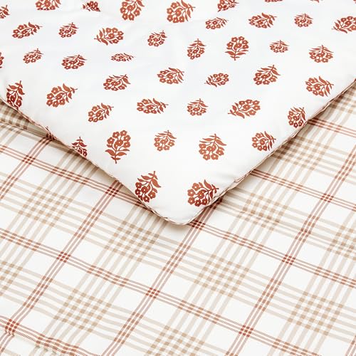 Amazon Basics Lightweight Microfiber Comforter Sets, 2-Pieces, Off White, Floral, Twin/Twin XL view 3