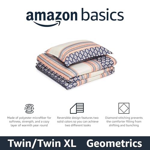 Amazon Basics Lightweight Microfiber Comforter Set, 2-Piece, Twin/Twin XL, Gray Geometrics view 2