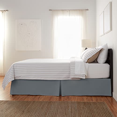 Amazon Basics Lightweight Pleated Bed Skirt, Machine Washable, Wrinkle and Fade Resistant, Queen, Dark Grey view 3