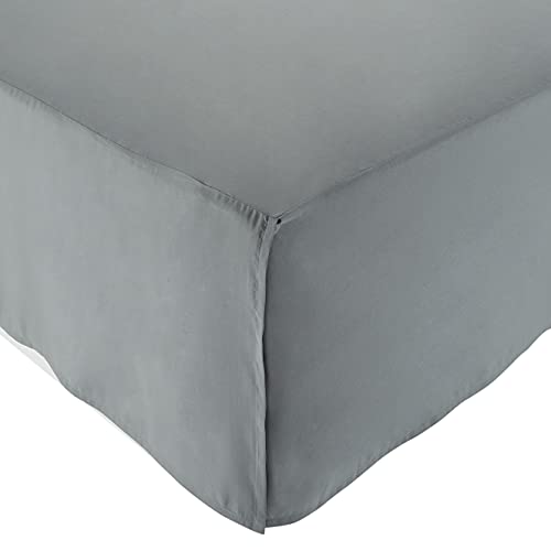 Amazon Basics Lightweight Pleated Bed Skirt, Machine Washable, Wrinkle and Fade Resistant, Full, Dark Grey